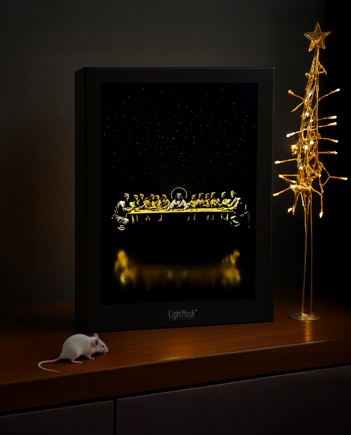 The Last Supper – Glowing Shadow Box Frame with Spark Effect | Holy Christian Wall Decor