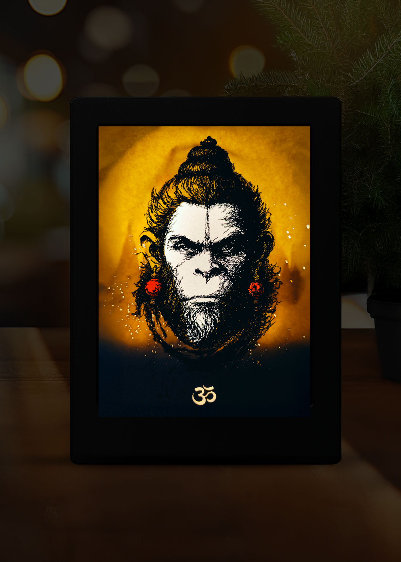 Hanumanji Divine Glow Shadow Box Frame | Strength, Devotion & Light