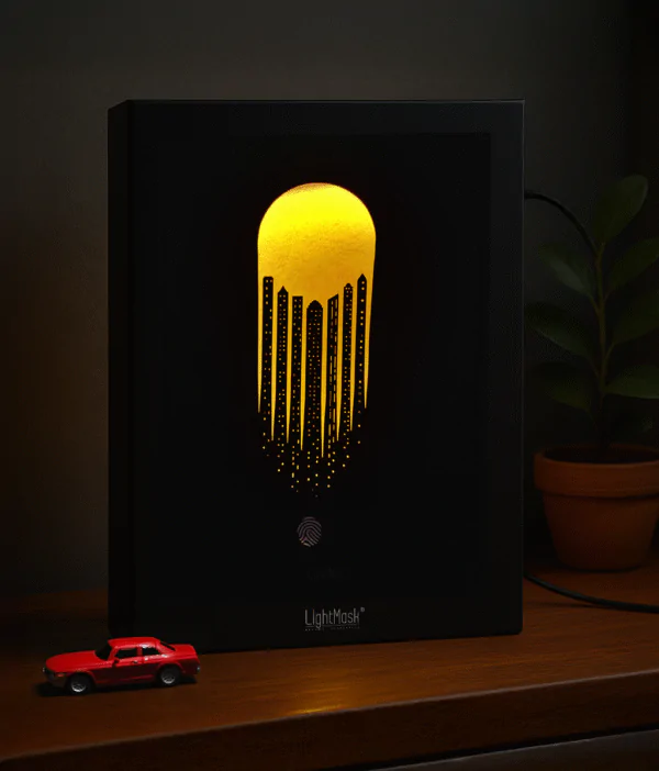 City Skyline Night View – Illuminated Shadow Box Frame | Urban Lights & Modern Architecture