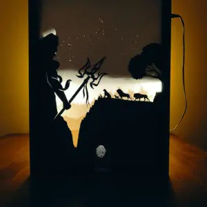 Lord Shiva – Mountain Sunset Shadow Box with Glowing Moon & Divine Landscape