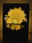 Lion & Cats Family – Shadow Box Frame | Sunset Jungle Scene with LED Light