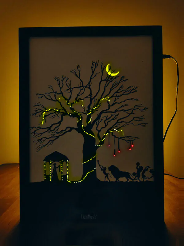 Wedding of the Jungle King – Shadow Box Frame with LED Light | Varmala Ceremony Under the Tree